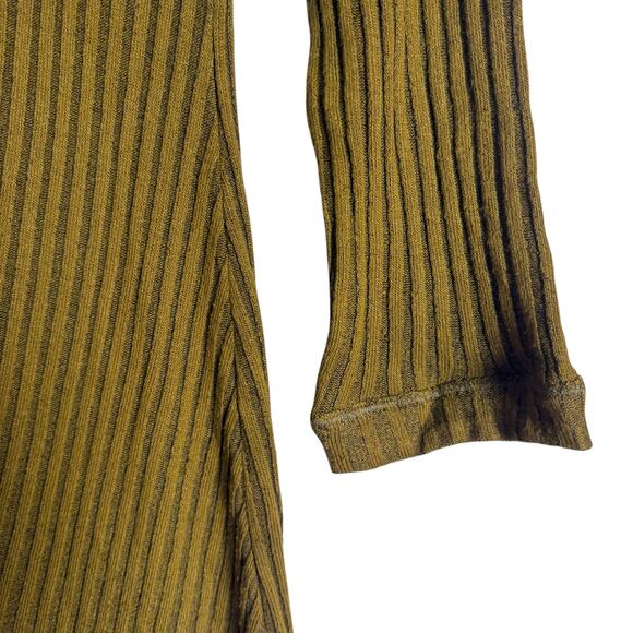 Tanya Taylor Elana Green Brown Ribbed Knit Long Sleeve Knotted Midi Dress Size M - Picture 10 of 16